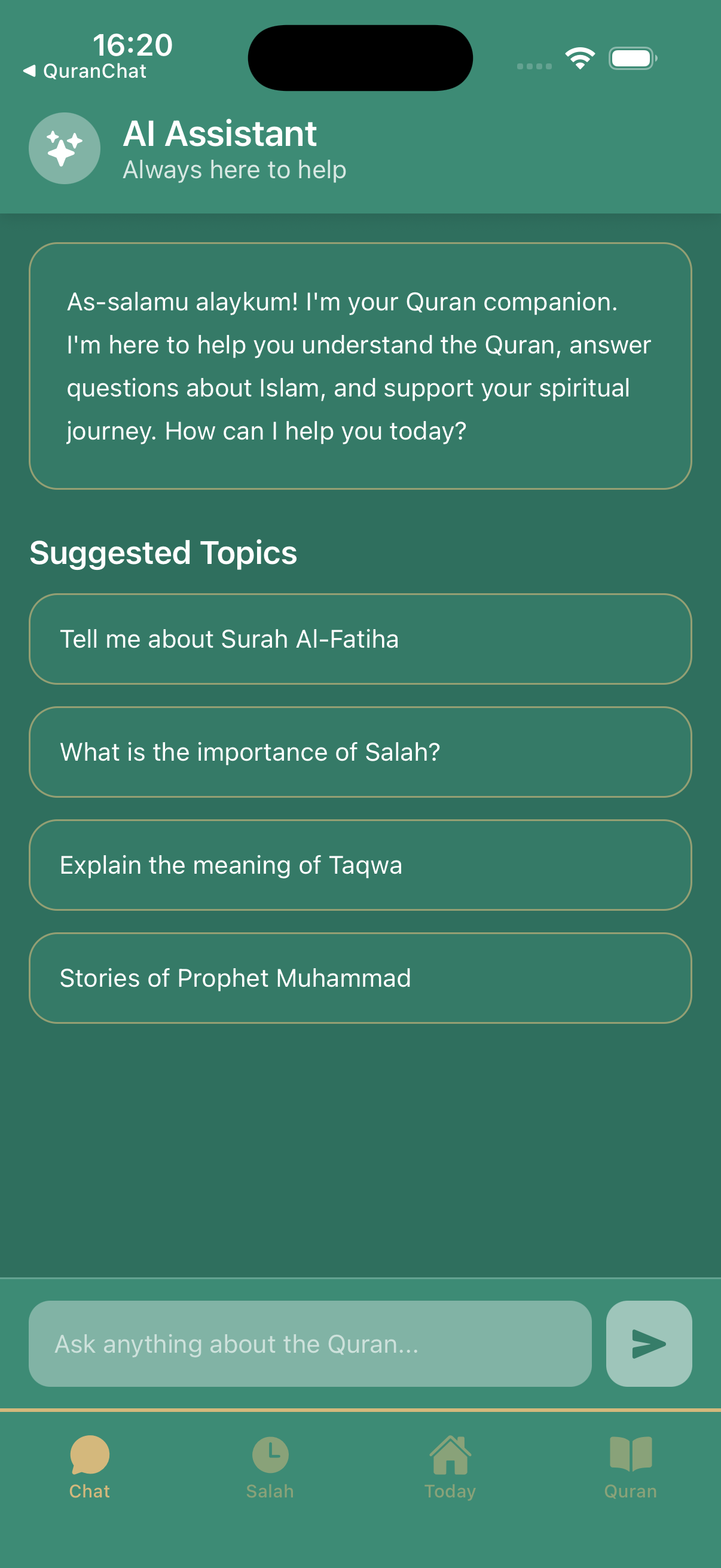 Quran Chat — companion chat for Islamic and Quranic questions